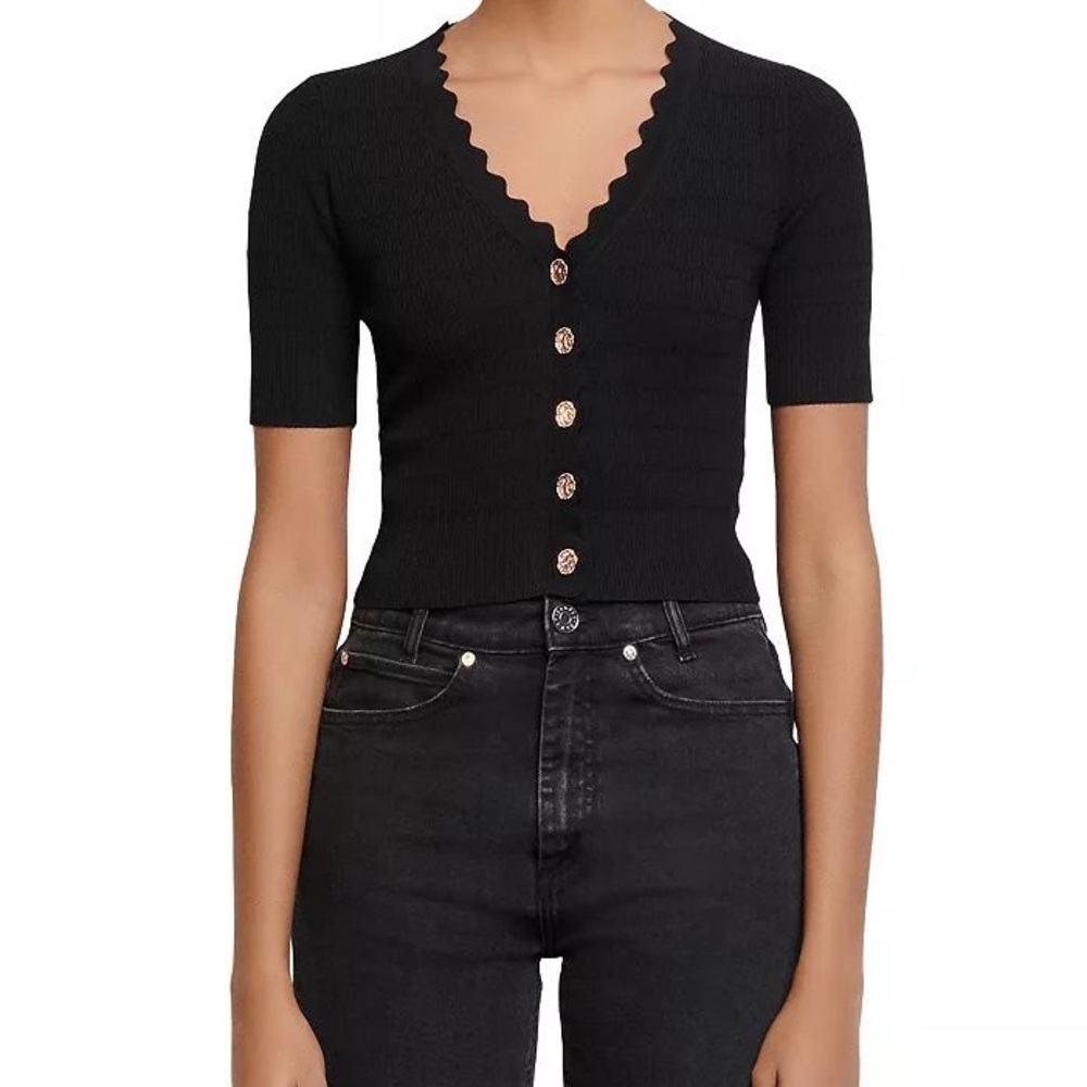 🖤Sandro Paris Cecil Decorative-Button Knit Cardigan - Women’s XS - Black -